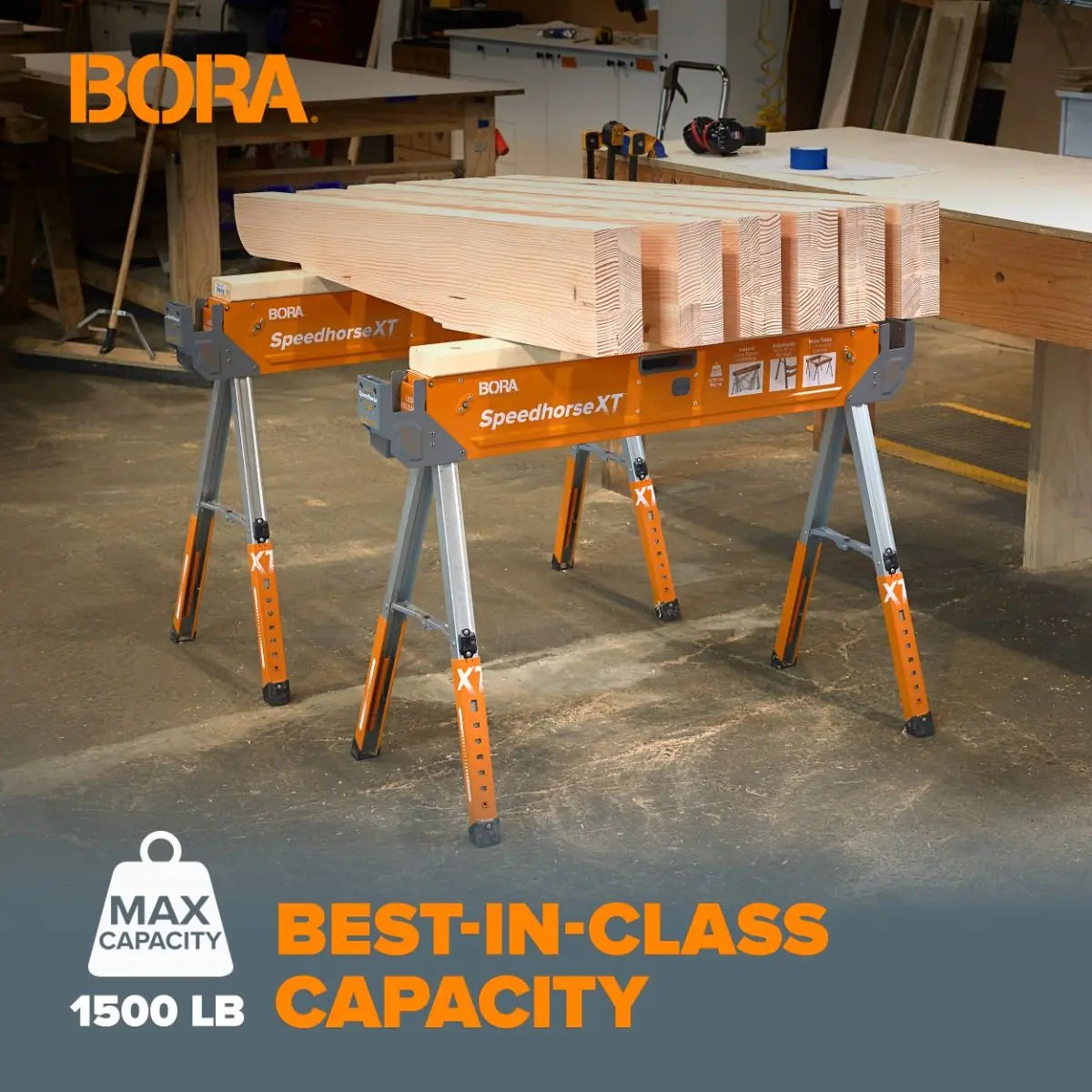 Set of 2 Adjustable work trestles ‘Speedhorse XT’ PM-4550 BORA