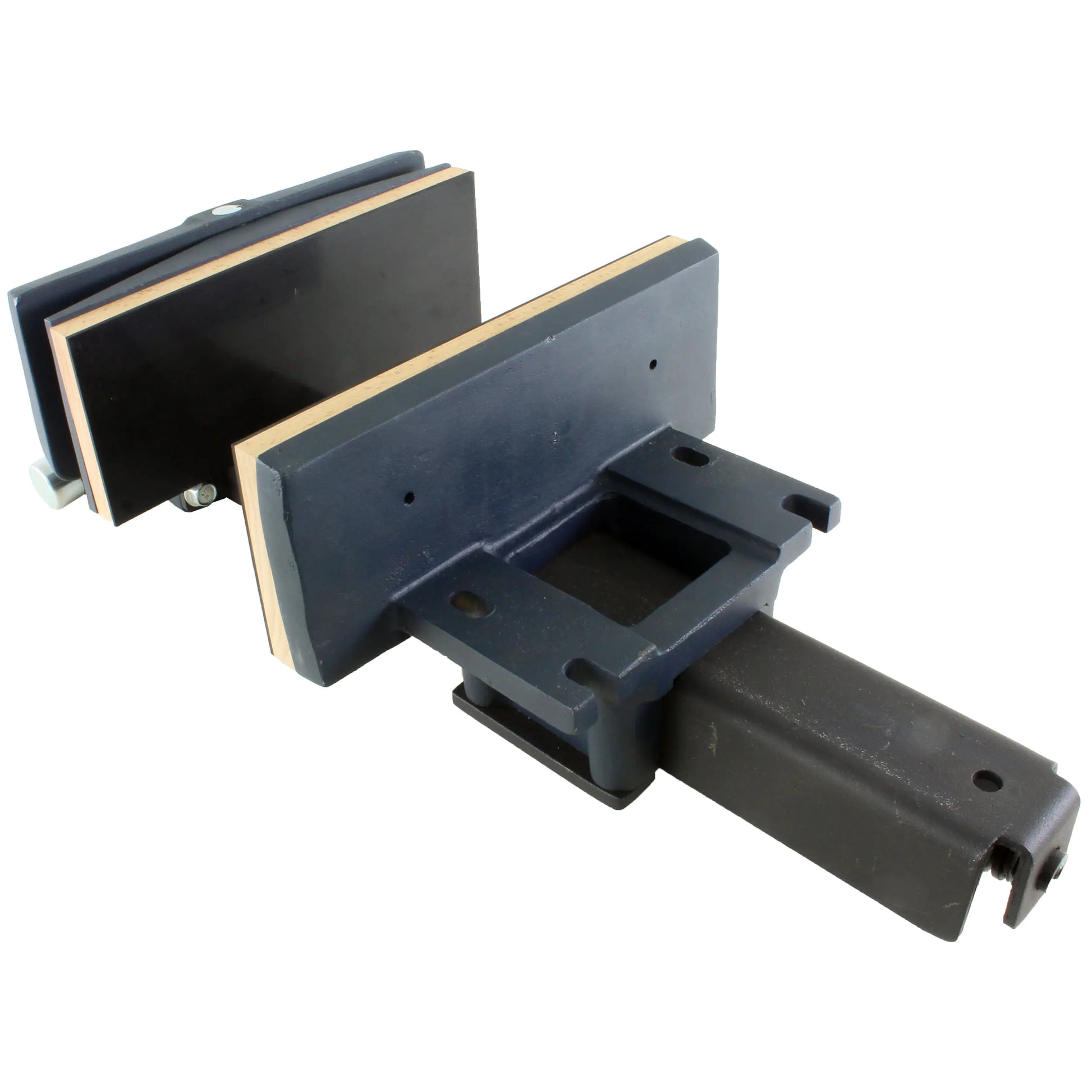 Large carpenter's vise with quick adjustment and swiveling pressure plate jUUMA