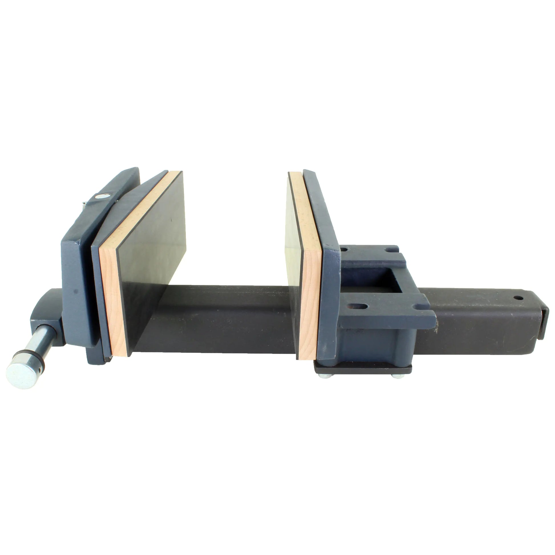 Large carpenter's vise with quick adjustment and swiveling pressure plate jUUMA