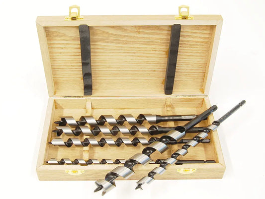 6 pcs Set Auger Bits 10-12-14-16-18-20mm O/L 235mm in Wooden Box